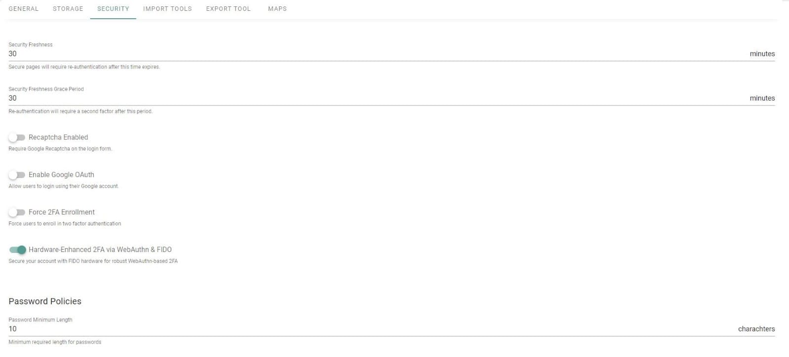 Bayanat storage management settings