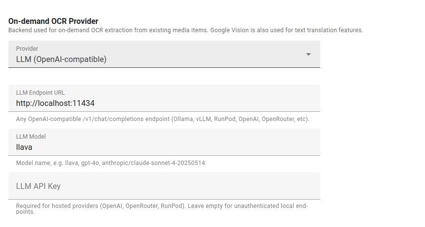 Bayanat document intelligence configuration screen